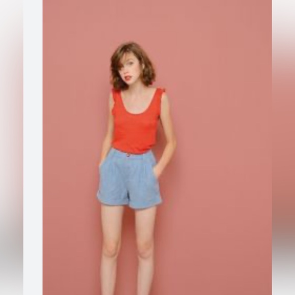 🇫🇷Des Petits Hauts Dedoardo light blue cotton shorts xs T0 - Picture 1 of 8